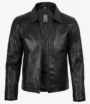 Men's Real Leather Classic Black Harrington Jacket