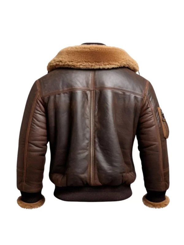 Men Aviator Fur Shearling Bomber Leather Jacket