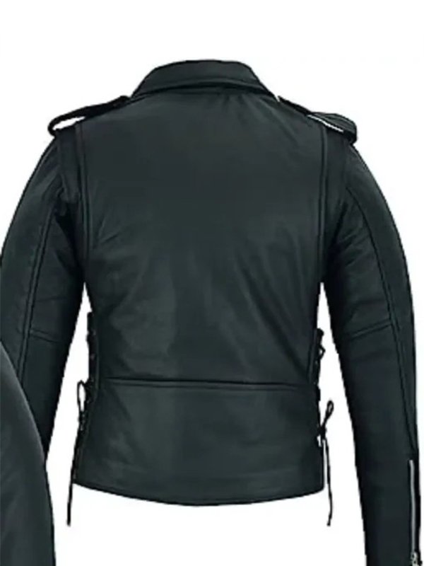 Women Black Motorcycle Leather Jacket