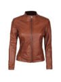 Womens Biker Brown Leather Jacket