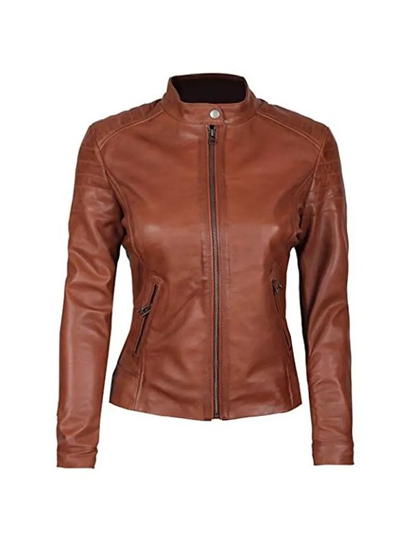 Womens Biker Brown Leather Jacket