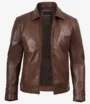 Men's Real Leather Cognac Harrington Jacket