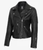 Women's Real Leather Black Biker Style Jacket
